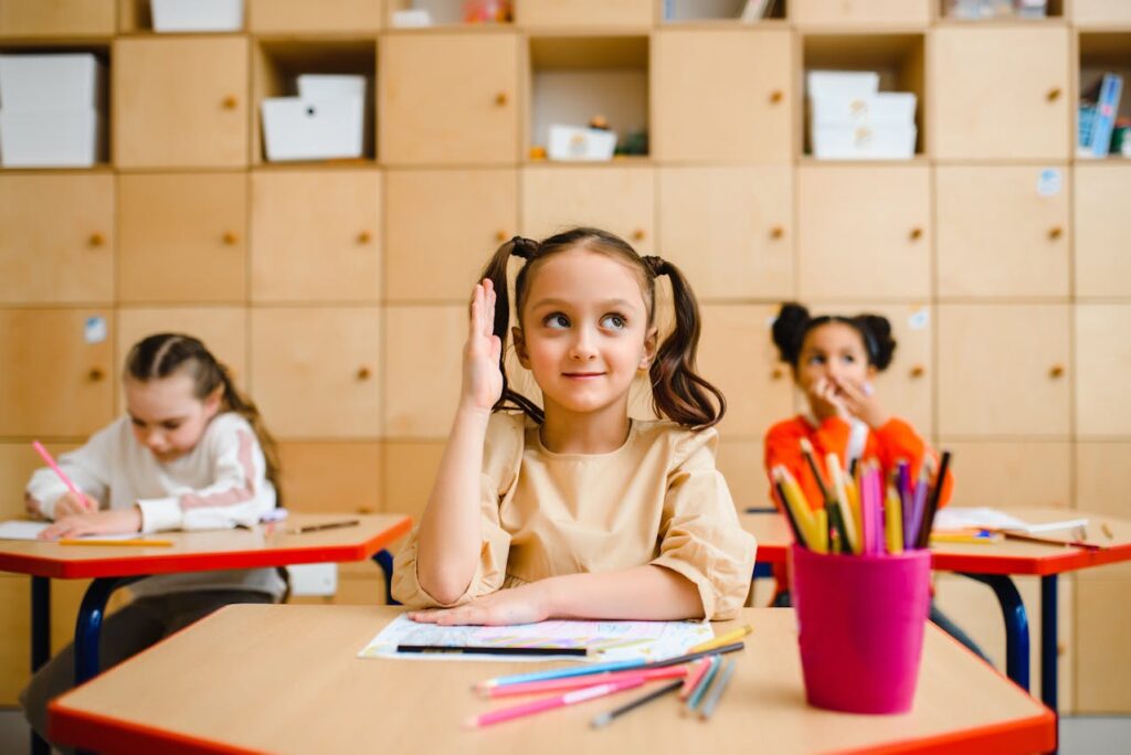 children doing classroom activities