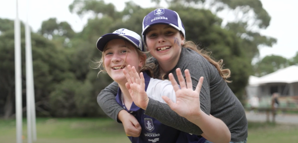 Footy Clinic on Wadjemup Rottnest Island, brought to you by Programmed, RIA & the Fremantle Dockers
